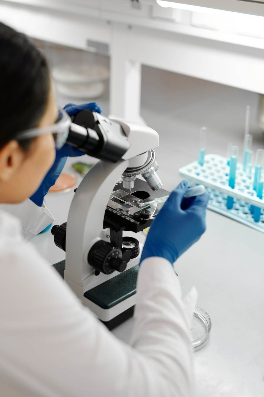 Researcher preparing a sample